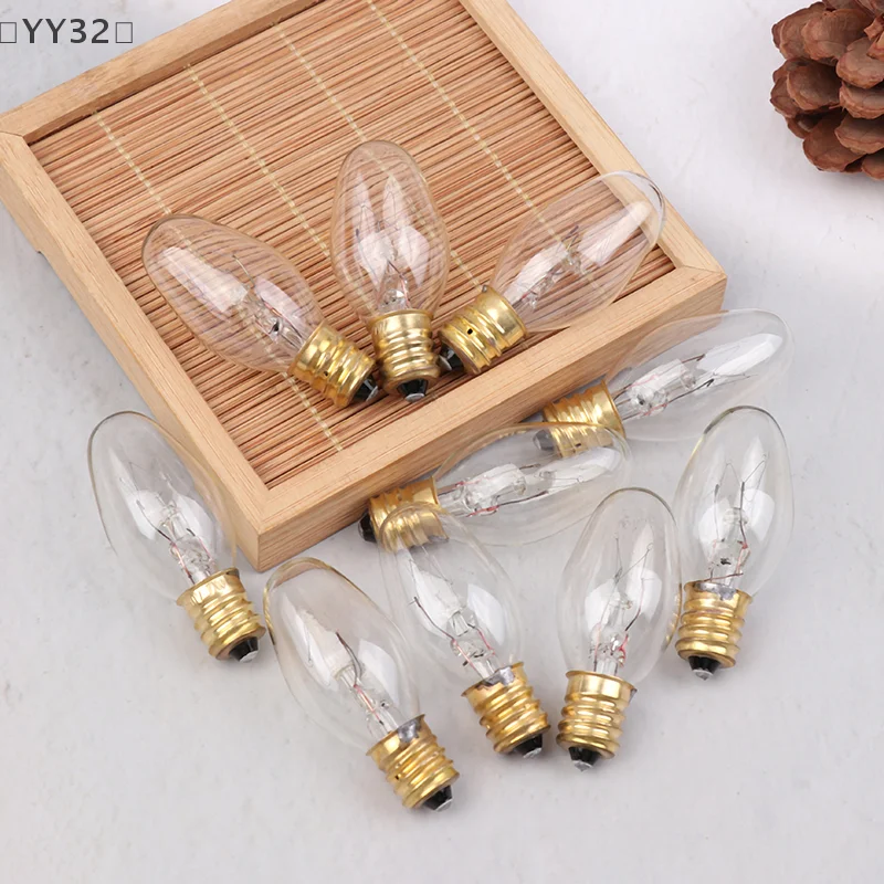 〔YY32〕10Pcs E12 120V 7W Transparent Warm Yellow Color Tungsten Lamp Light Bulb For Decoration Salt Rangehood Refrigerator Lamp