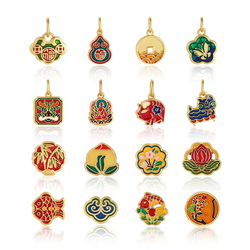 Handmade DIY Material Accessories Small Drop Enamel Color Pendant Accessories Ancient Gold Pendant