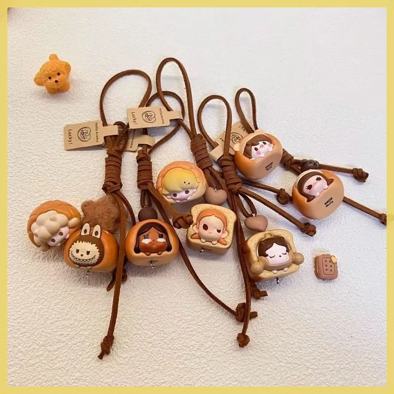 Crying Baby Bread Series Woven Bag Hanging Adorable Leather Rope Handmade Interesting Personalized Keychain Pendant Ornament