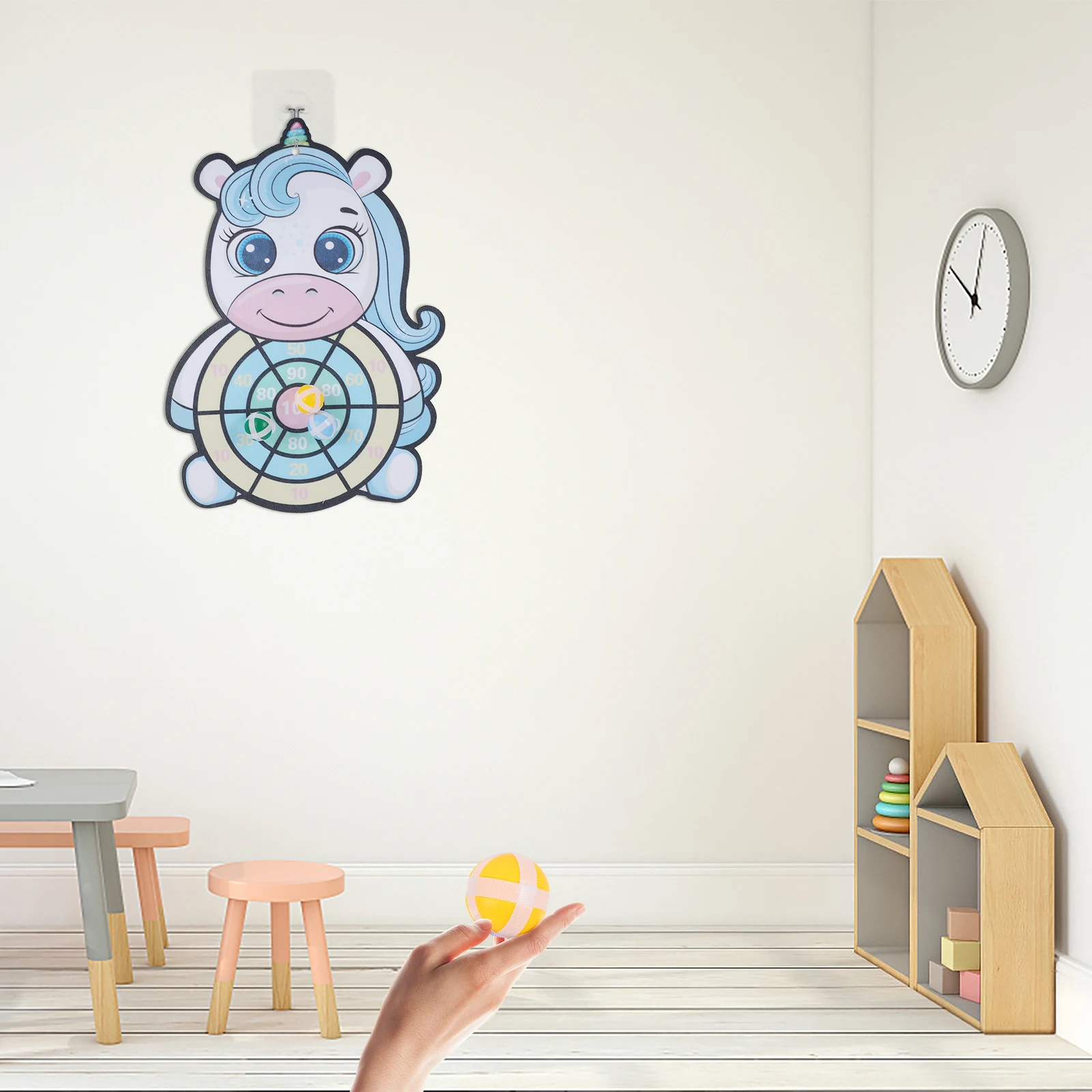 

Dart Board Toy for Kids Sticky Dart Game Educational Fabric Plaything Easy Install Cartoon Design Parent Child