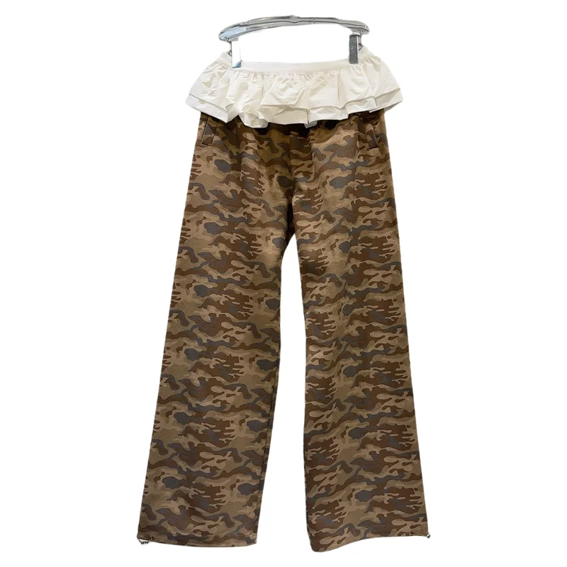 Pantalones vaqueros de pierna recta holgados Street Sle para mujer, diseño de cintura alta, estampado de camuflaje, ajustados dulces y modernos para chicas