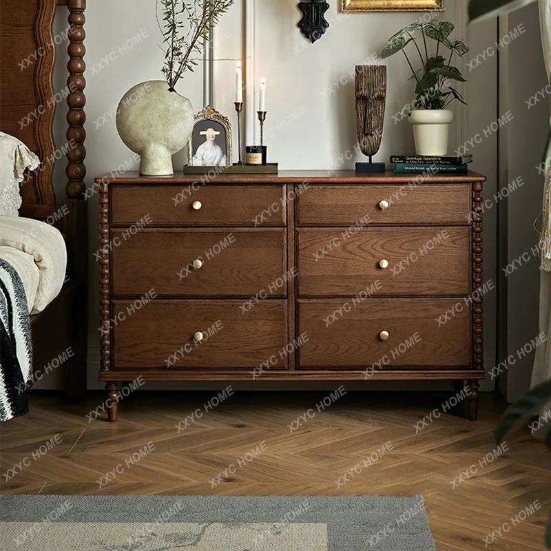 

Винтажный прикроватный шкафчик M "Six Bucket Cabinet" в ретро-стиле из массива дерева