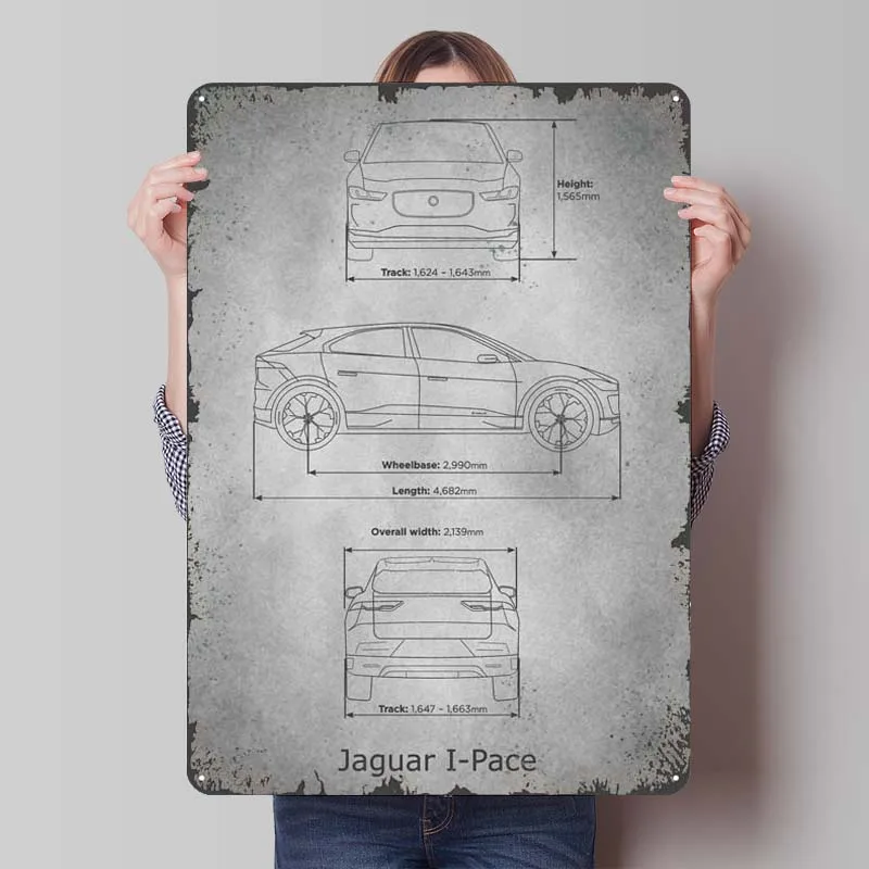 Jaguar I Pace 2020 Gray Tinplate Sign Cars Poster Vintage Home Decor Items Retro Metal Signs for Garage Wall Art Decoration Room