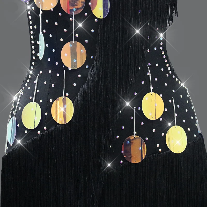 Feestjurk 2025 Latin Dance Outfit Dames Competitie Elegante Rok Sport Omzoomd Pak Sexy Meisjes Kostuum Volwassen Danskleding Podium