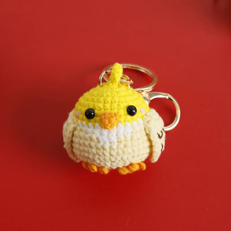 Niedlicher Gehäkelter Vogel-Anhänger Handgewebter Küken-Schlüsselanhänger Kreativer Gestrickter Tier-Schlüsselring Damen-Taschendekoration Geschenk – Detail 5