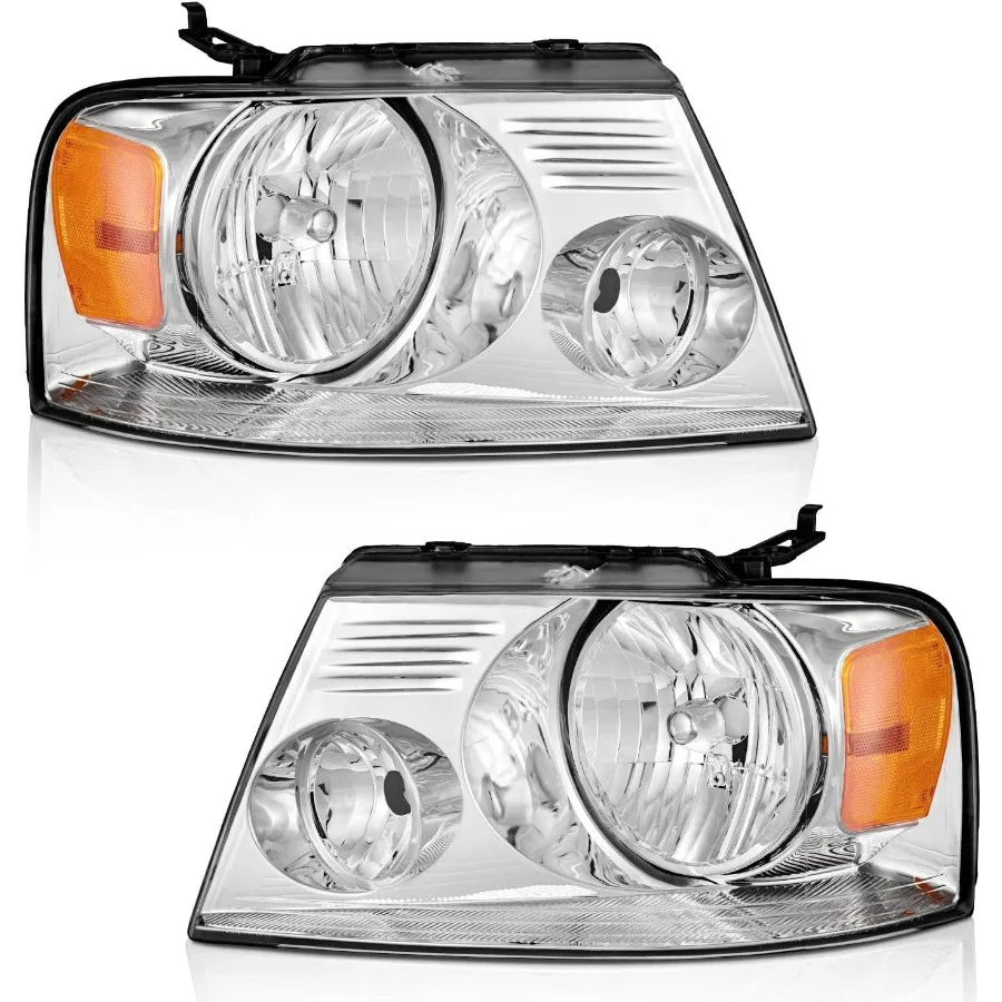 

Headlights for 2004-2008 F150 Pickup 06-08 Mark LT Headlight Assembly Chrome Housing Replacement Compatible with 04-08 F150 He