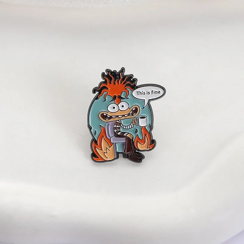 Character Brooch Cartoon Funny Flame Metal Badge Small Gift Wholesale Cap Pins and Badges Brooches for Clothing Backpack Pin