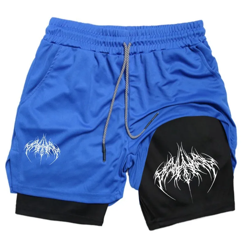 

Мужские шорты 2-в-1 для тренировок и фитнеса с карманом для телефона, летние, дышащие, двухслойные, быстросохнущие, для занятий спортом, бега и тренажерного зала, в стиле Y2K