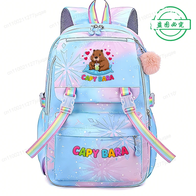 

Mochila Funny Capy Bara Drinking Boba Anime Backpack Girls Boys Children Rucksack Casual School Bags Anime Cartoon Bagpack Gift