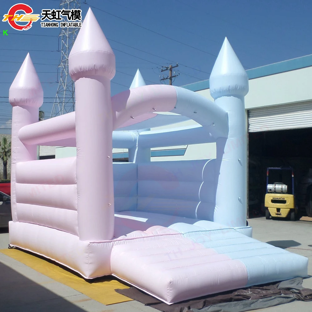 Mix Colors Beautiful Inflatable Bouncer Jumper for Kids Macaron Pink and Blue Color Air Bouncy Castle for Wedding Carnival Party