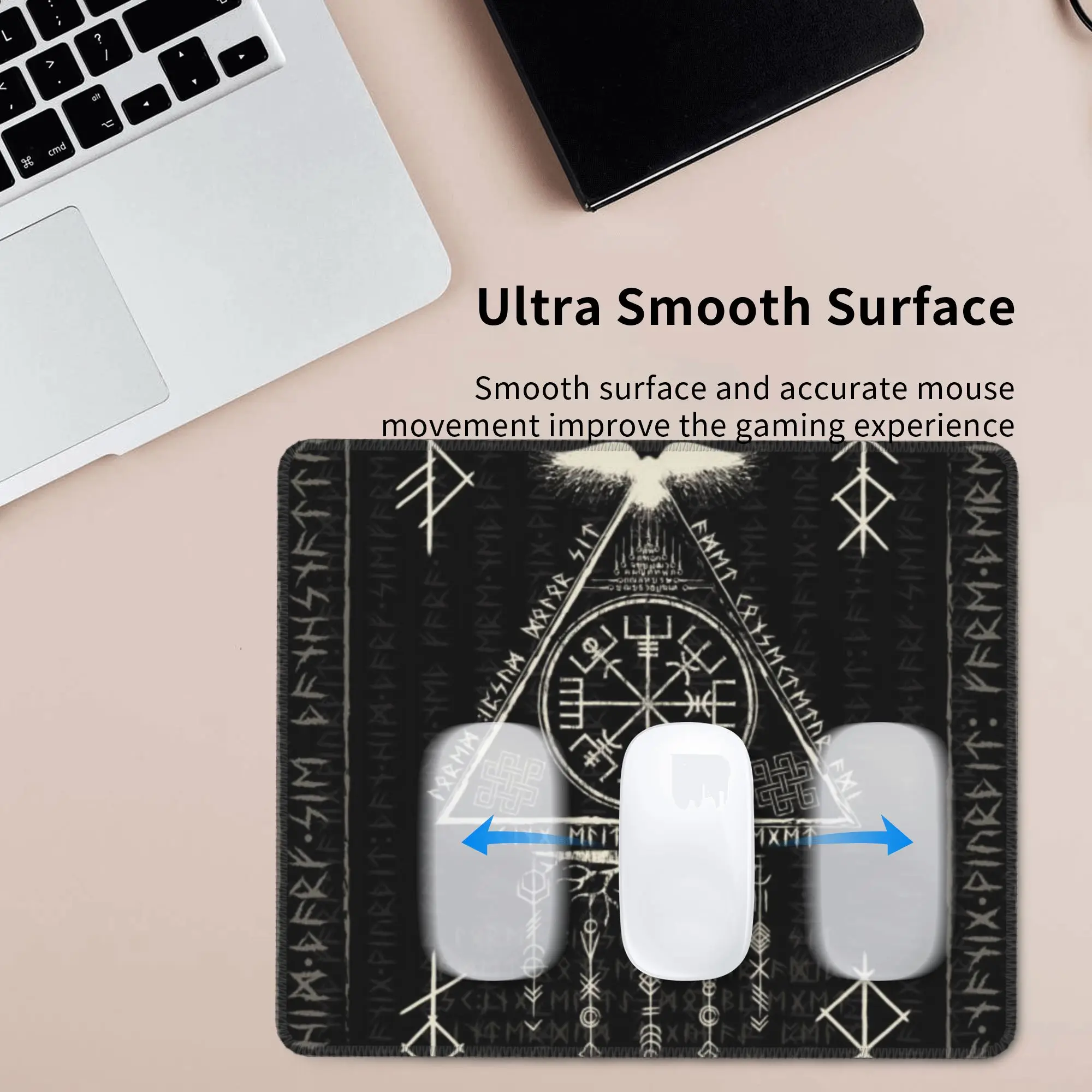 Viking Rune Triangle and Norse Symbols Mouse Pad Computer Keyboard Mouse Mat Gaming PC Laptop Desk Mat Accessories Table Mats
