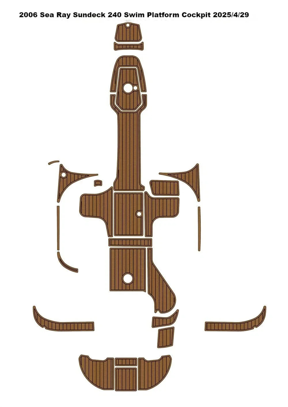 

2006 Sea Ray 240 Sundeck Swim Platform Cockpit Pad Boat Customized EVA Foam Faux Teak Deck Floor Mat Boat Accessories