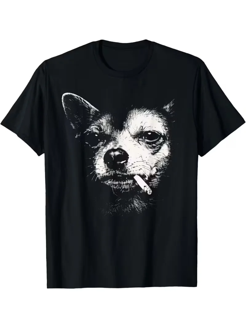 New Funny Chihuahua Meme Print T-shirt Open The Door Graphic Short Sleeve Tops Men Women Casual Loose Streetwear Daily Wear Tee