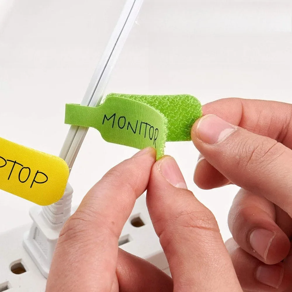 Writeable Self Adhesive Cable Ties Colorful Cord Management Straps Fastener for Wire Identification Organizer