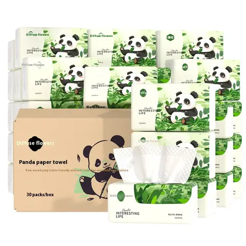10 Packs of Household Napkins 320 Sheets of Thickened Affordable Load Facial Tissue Paper Logs Clean and Soft Toilet Paper