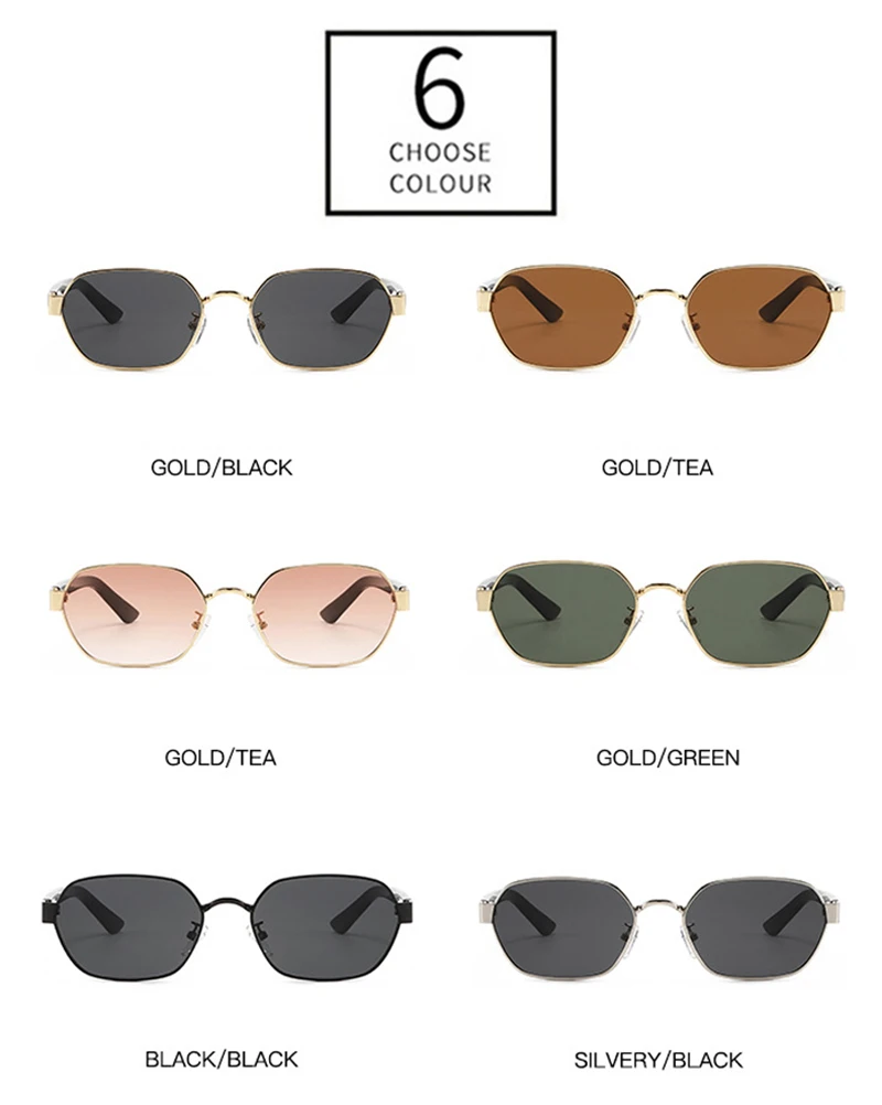 SHAUNA Retro Polygon Metall Quadratische Sonnenbrille Damen UV400 Fashion Gradient Herren Trendige Sonnenbrillen – Detail 6