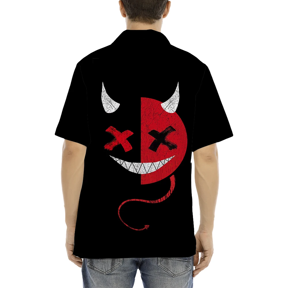 Camiseta holgada informal con estampado 3D para hombre, manga corta, Color a juego, estampado de cara sonriente, ropa para hombre