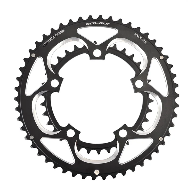 GOLDIX 110BCD Bicycle Chainring Double Disc 50-34T for Road Bike Crankset Compatible 9/10/11Speed Folding Bike Chain Wheel