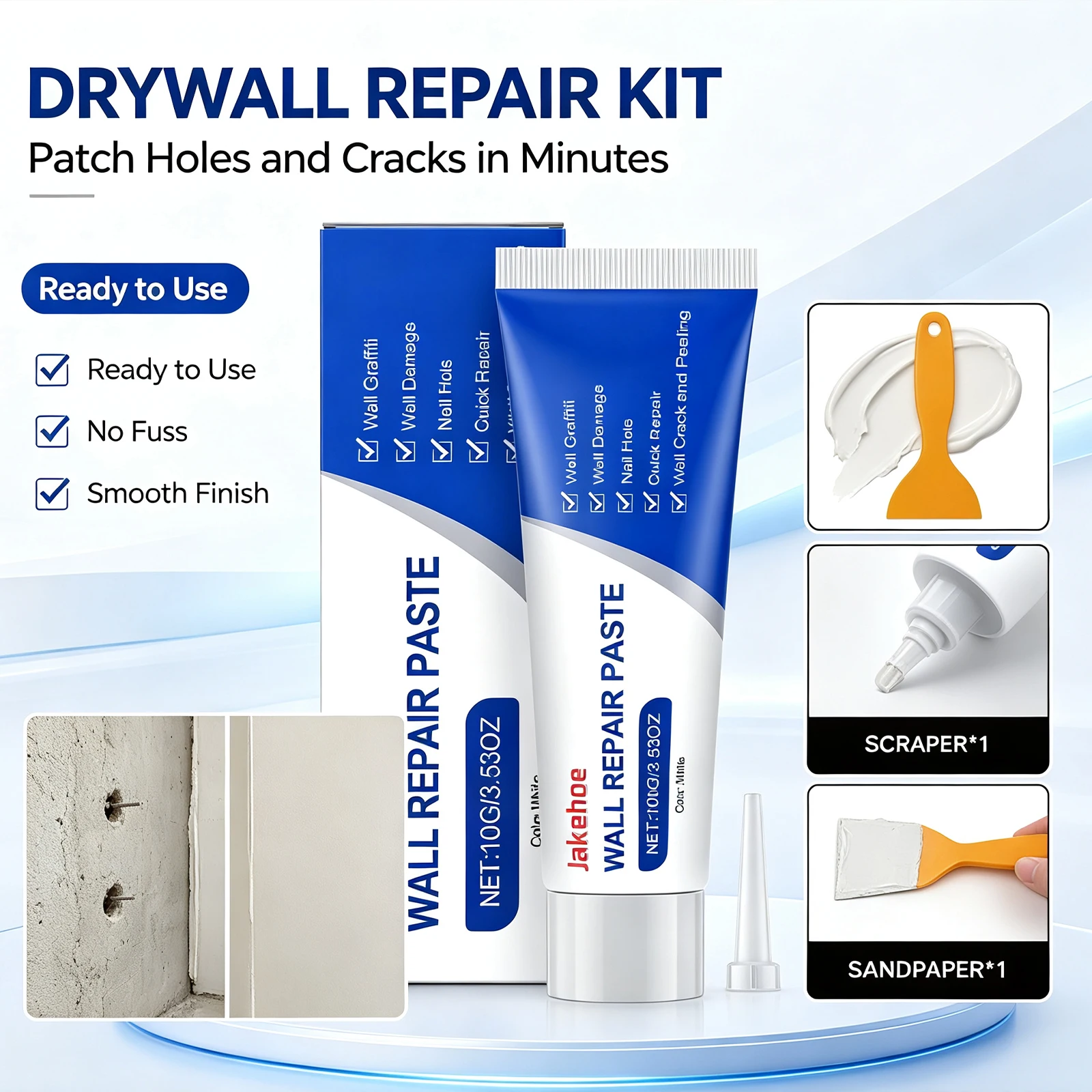 Wall Mending Agent Leak-Trapping Drywall Hole Peeling Gap Repair Paint Valid Mouldproof DIY Home Wall Renovation Restoration Kit