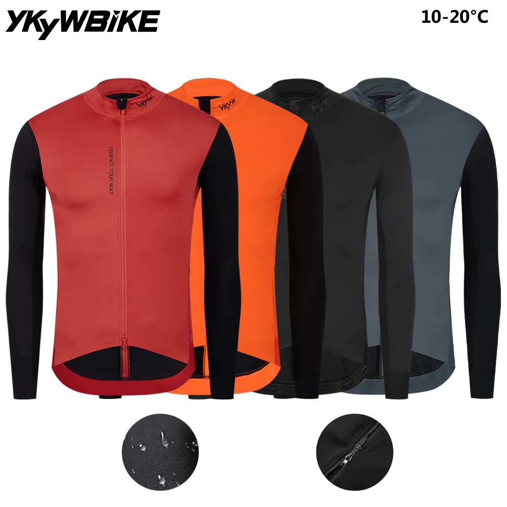 YKYWBIKE Men's Cycling Jacket Long Sleeve Cycling Clothing Windproof Waterproof Bicycle Shirt Windbreaker MTB Road Bike Jersey