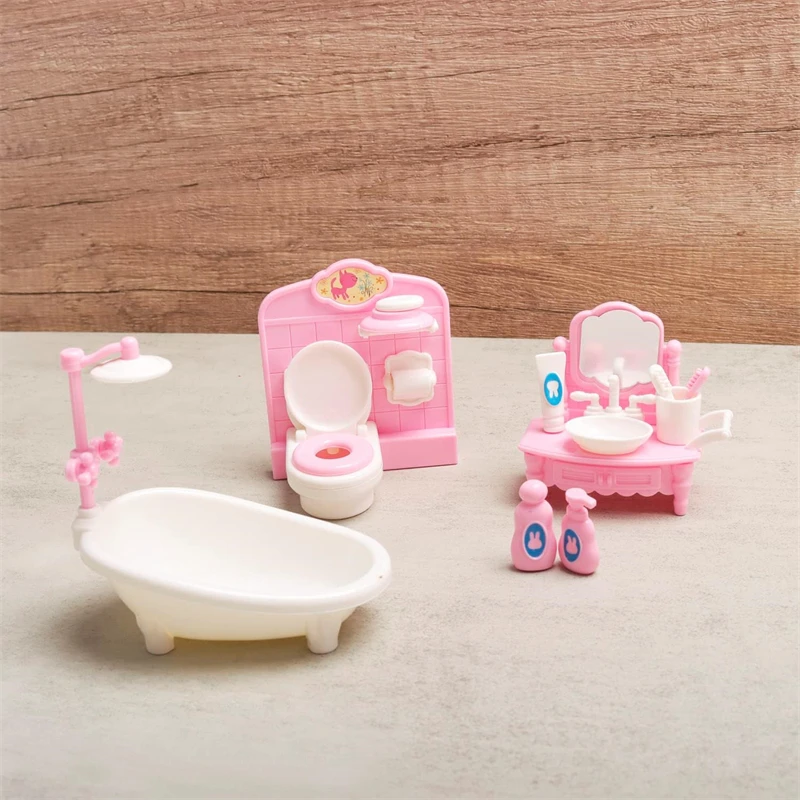 Set furnitur rumah miniatur 1:12, aksesori boneka untuk kamar tidur, ruang tamu, dapur dan kamar mandi, aksesoris rumah boneka, hadiah