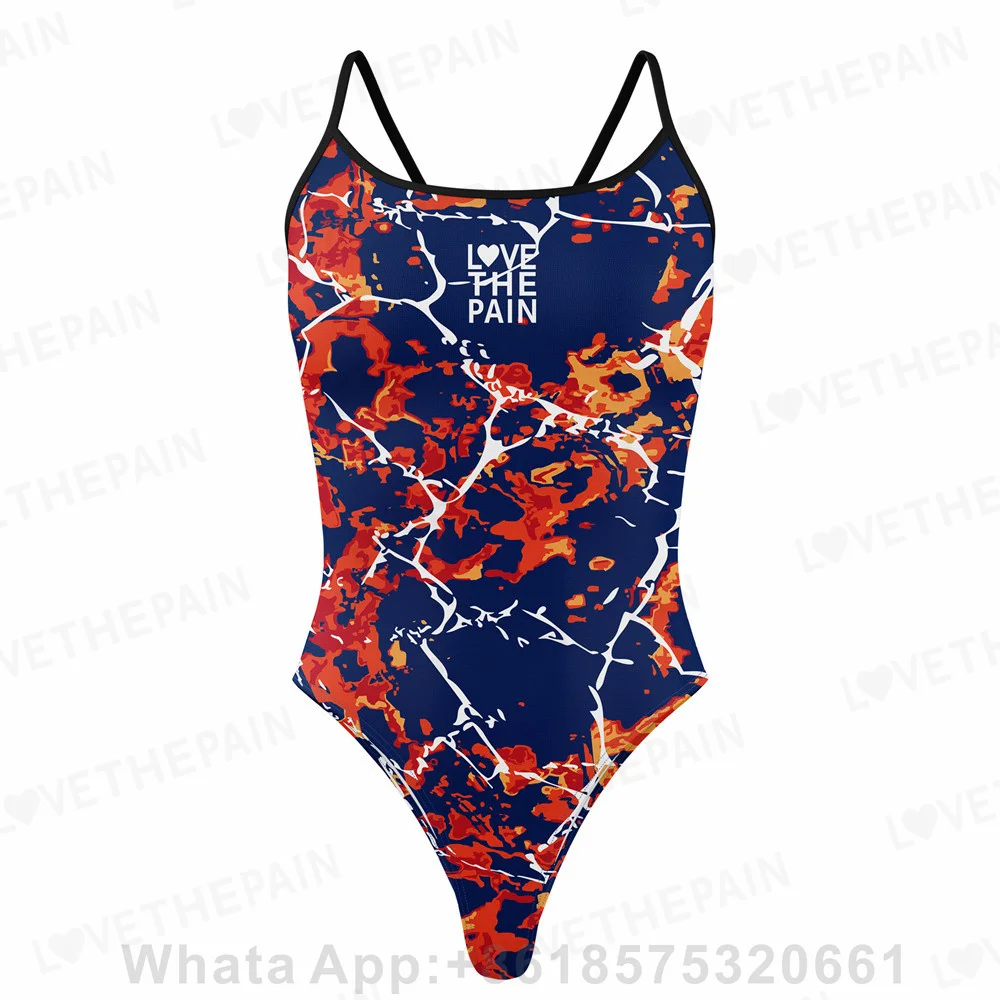 Amo a dor maiô de uma peça fina alças versátil v-back maiô feminino sexy esportes triathlon treinamento maiô