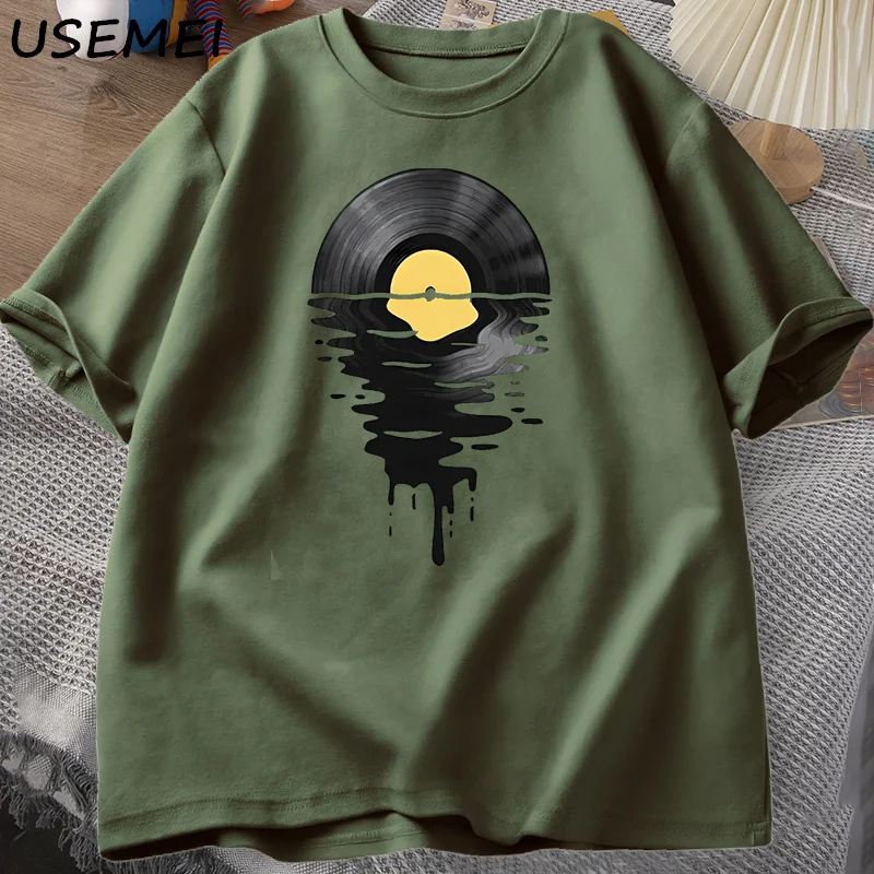 Vinyl Record T Shirt Vinyl Cool Sunset Vintage Music Lover Tee Tshirt DJ Music Teacher Tshirt Summer Cascual Cotton Graphci Tees