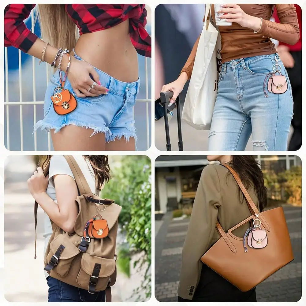 Mini PU Leather Saddle Bag Charm Bag Pendant Luxury Cute Coin Purse Pendant Fashion Decor Creative Keychain Gift Lipstick Bag image 2