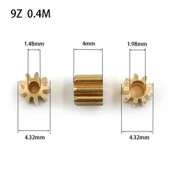 92A / 91.5A 0.4M Copper Pinion Gear 9 Teeth 2mm 1.5mm Shaft Metal Gears Motor Parts Accessory 10pcs/lot