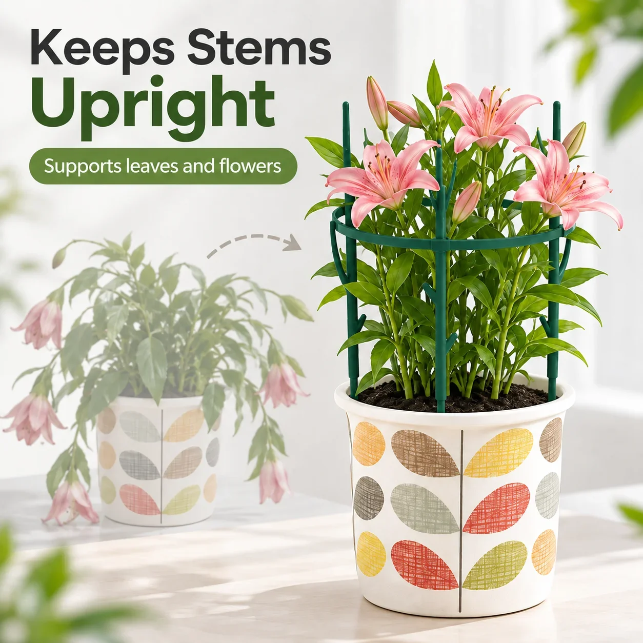 Stackable Plant Support Cage Garden Flower Support Frame Climbing Plant Trellis Support Ring for Potted Plants Indoor Outdoor