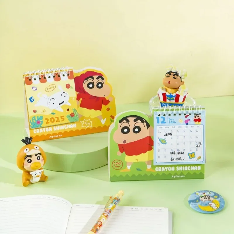 2025 Shin-chan Anime Desk Calendar Kawaii Cartoon Students Standing Memo Book Monthly Planner Desk Calendars Ornament Decor Gift