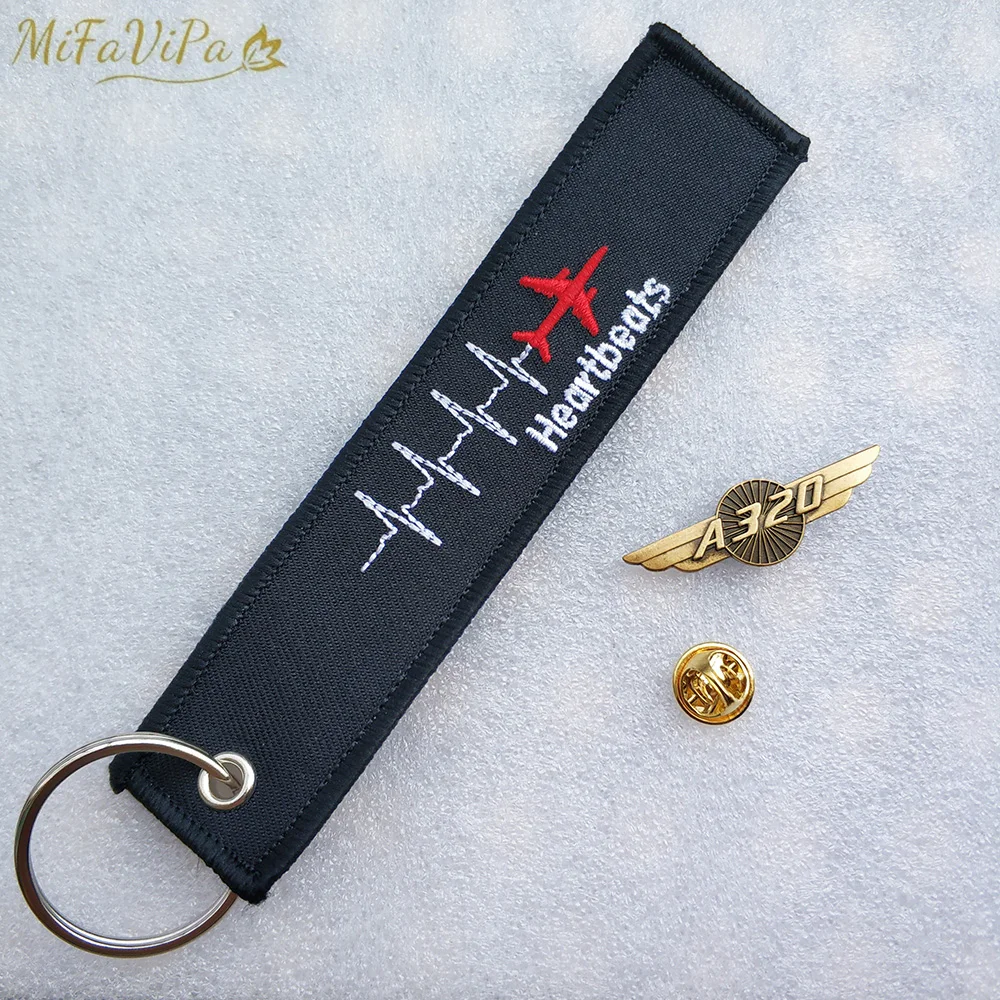 MiFaViPa 1 Set Heartbeat Airplane Keychain A320 Brooch Fashion Trinket Pilot Gift Aviation Aircraft Key Chain Sleutelhanger