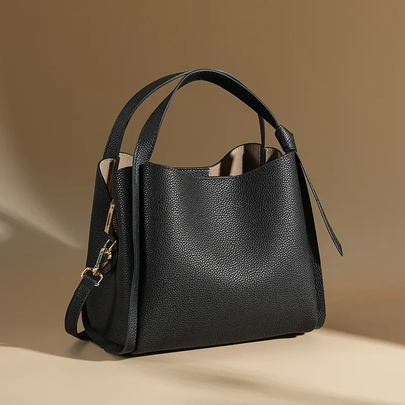 

Genuine Leather Trendy Large Capacity Buet Bag for Women Spring Summer New Versatile Crossbody&Single Shoulder Commuter Handbag