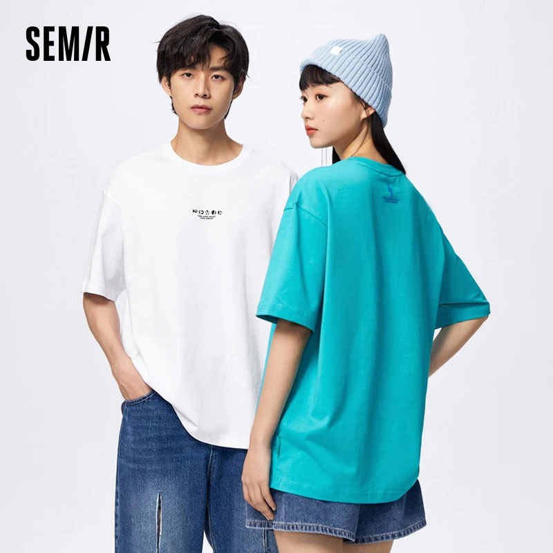 Semir 2024 Short-Sleeved T-Shirt Men New Summer Letter Tops Multi-Color Genderless Couple Wear T-Shirt For Men