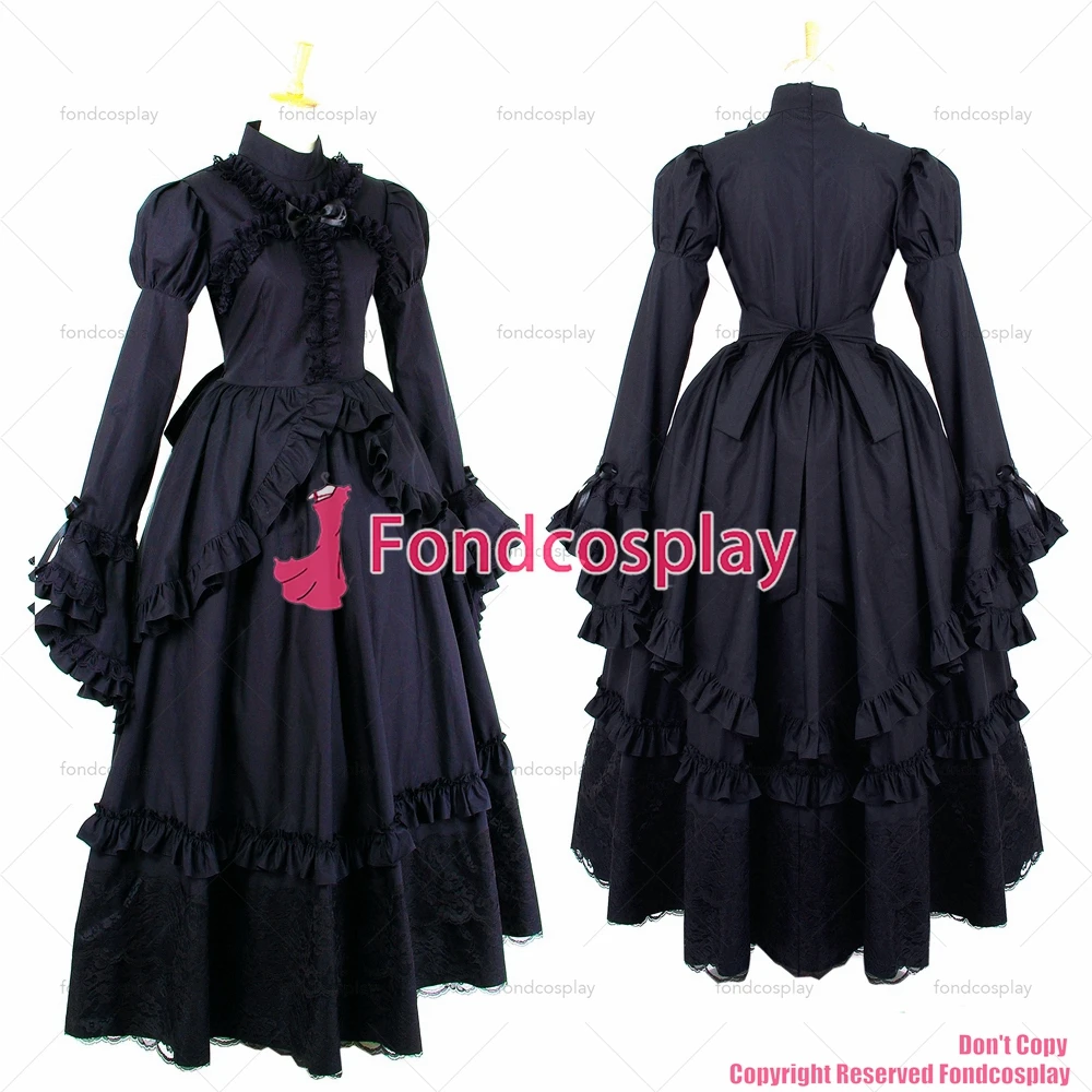 fondcosplay Gothic Lolita Punk Ball Medieval Gown Victoria black cotton Dress Cosplay Costume CD/TV[G435]