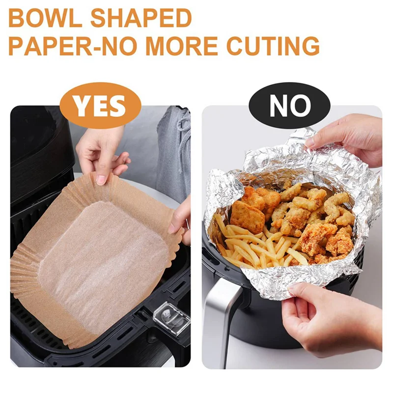 

AONEQ-200PCS Air Fryer Baking Paper Square Parchment Paper Food-Grade For 4.5-6L Air Fryer