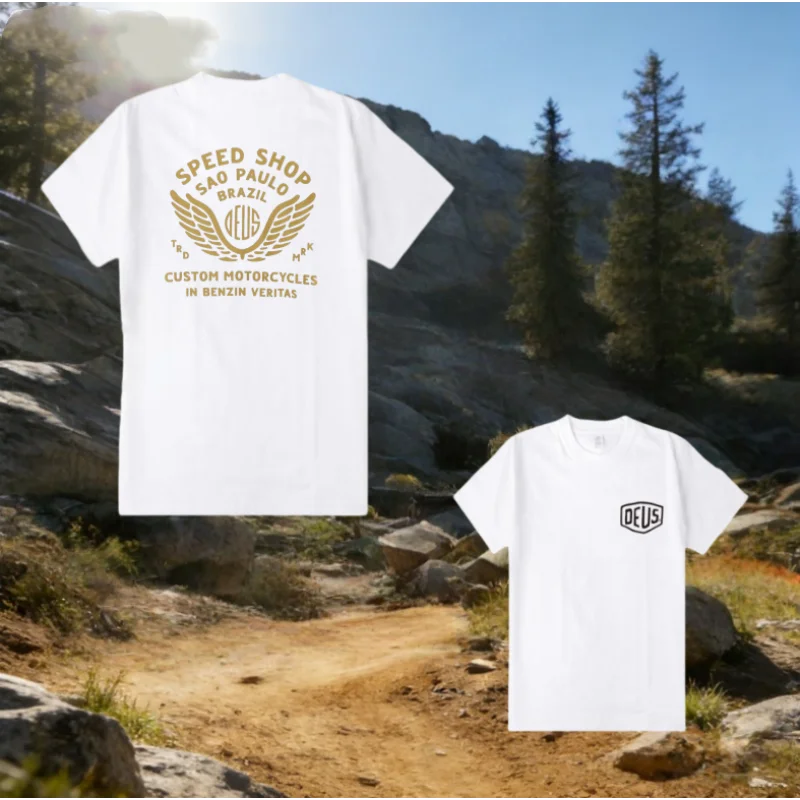 DEUS EX MACHINA Heren High Street Style Losse, coole bedrukte ronde trui Zomer Casual Mode Ademend T-shirt met korte mouwen DH - afbeelding 1