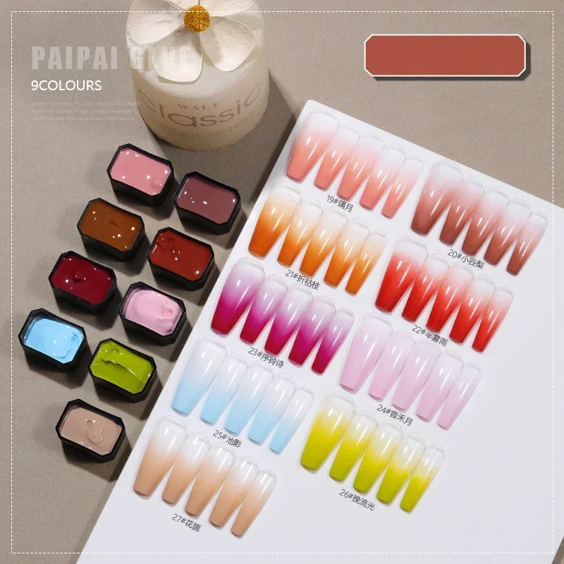 

2g Nail Art Patting Glue Nail Polish 9 Colors Pat Painting Gel Varnish Gradient Slap Nail Polish Soak Off UV LED For Manicure