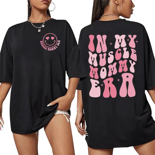 Imagen 2 del producto Camiseta gráfica divertida Muscle Mommy Gym para hombre y mujer, camisetas de manga corta a la moda estética, camiseta informal 100% de algodón de gran tamaño
