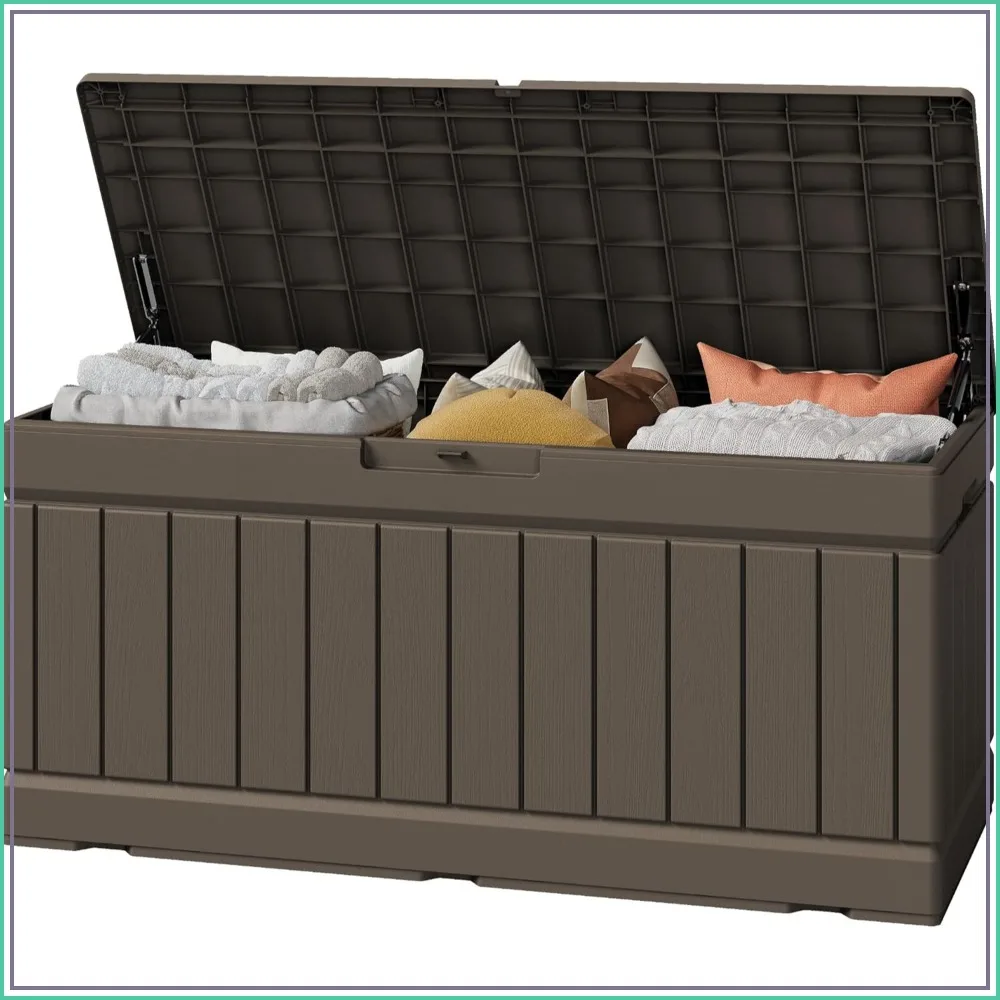 82 Gallon Outdoor Storage Box with Lid for Patio Furniture, Garden Tools, Pool Supplies, Waterproof & UV Resistant, Lockable