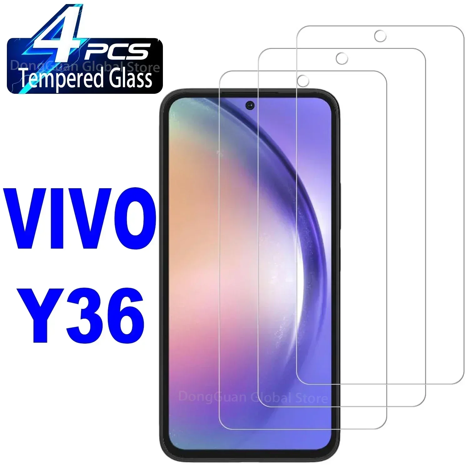 2/4Pcs Tempered Glass For Vivo Y36 Screen Protector Glass Film