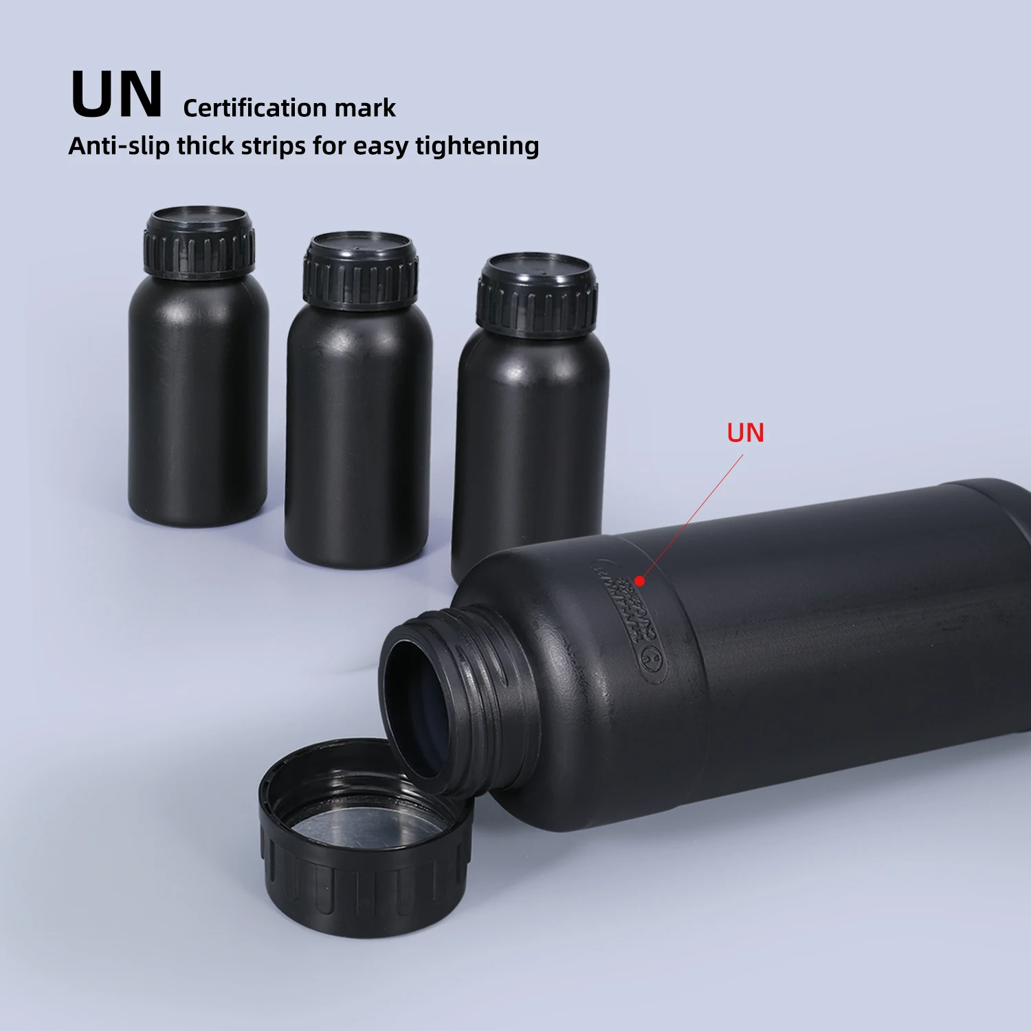 1Pcs 100ML-1000ML PTFE Layer Black Plastic Reagent Bottle New Food Grade HDPE Screw Capped Liquid Refillable Bottle