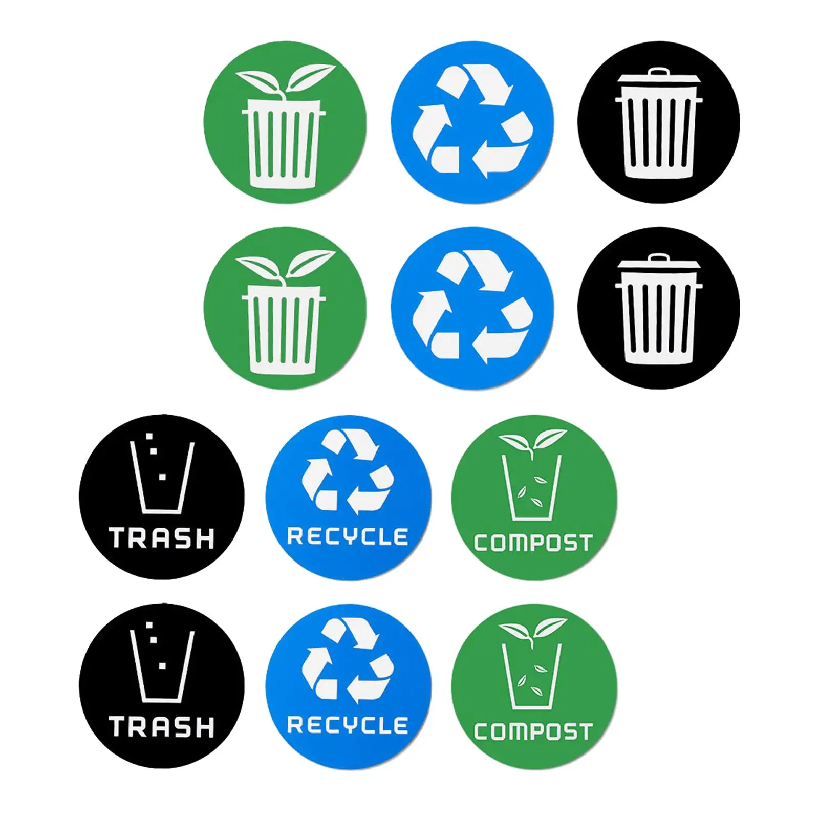 

12x Garbage Can Stickers Garbage Recycling Sticker Waste Bin Decals Trash Can Recycle Sticker Decals for Kitchen Home Office