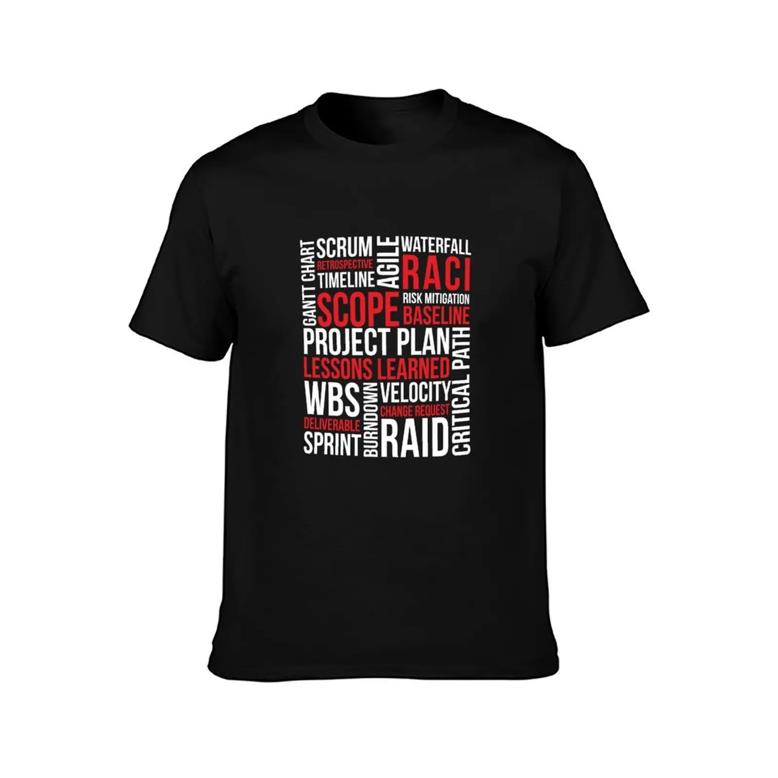 Project Management T-Shirt, Summer Casual Cotton Tee, Oversized Streetwear Tops, Vintage Graphic Print, Loose Fit Short Sleeve