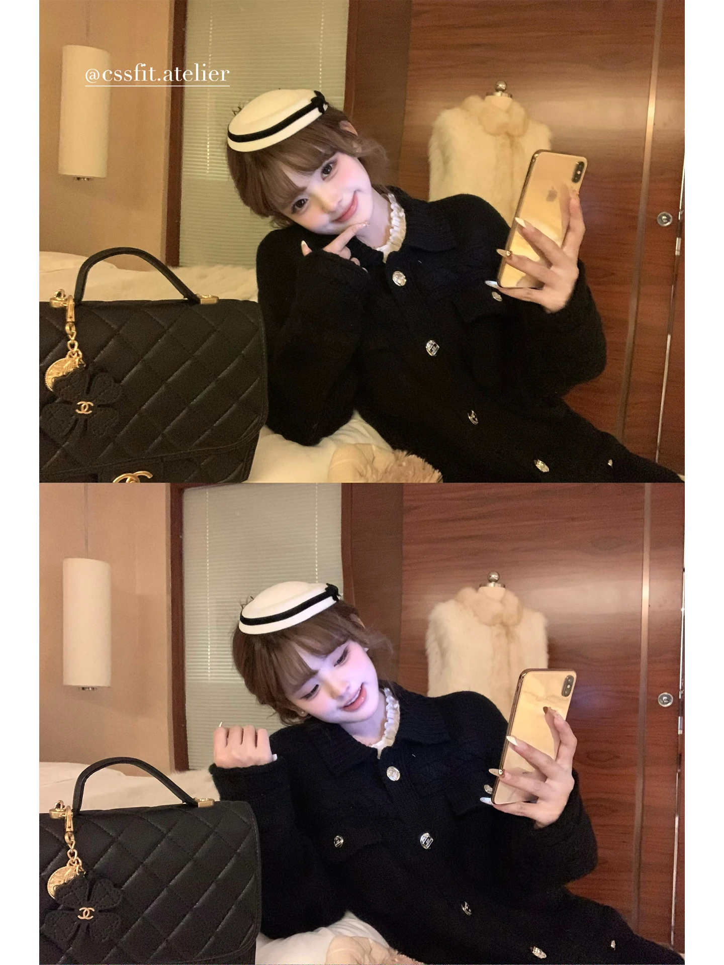 

Ele Women's Long Knitted Cardigan Woolen Coat Belted Beau Faionable Lightweight Luxury Sle round Ne Buttoned up