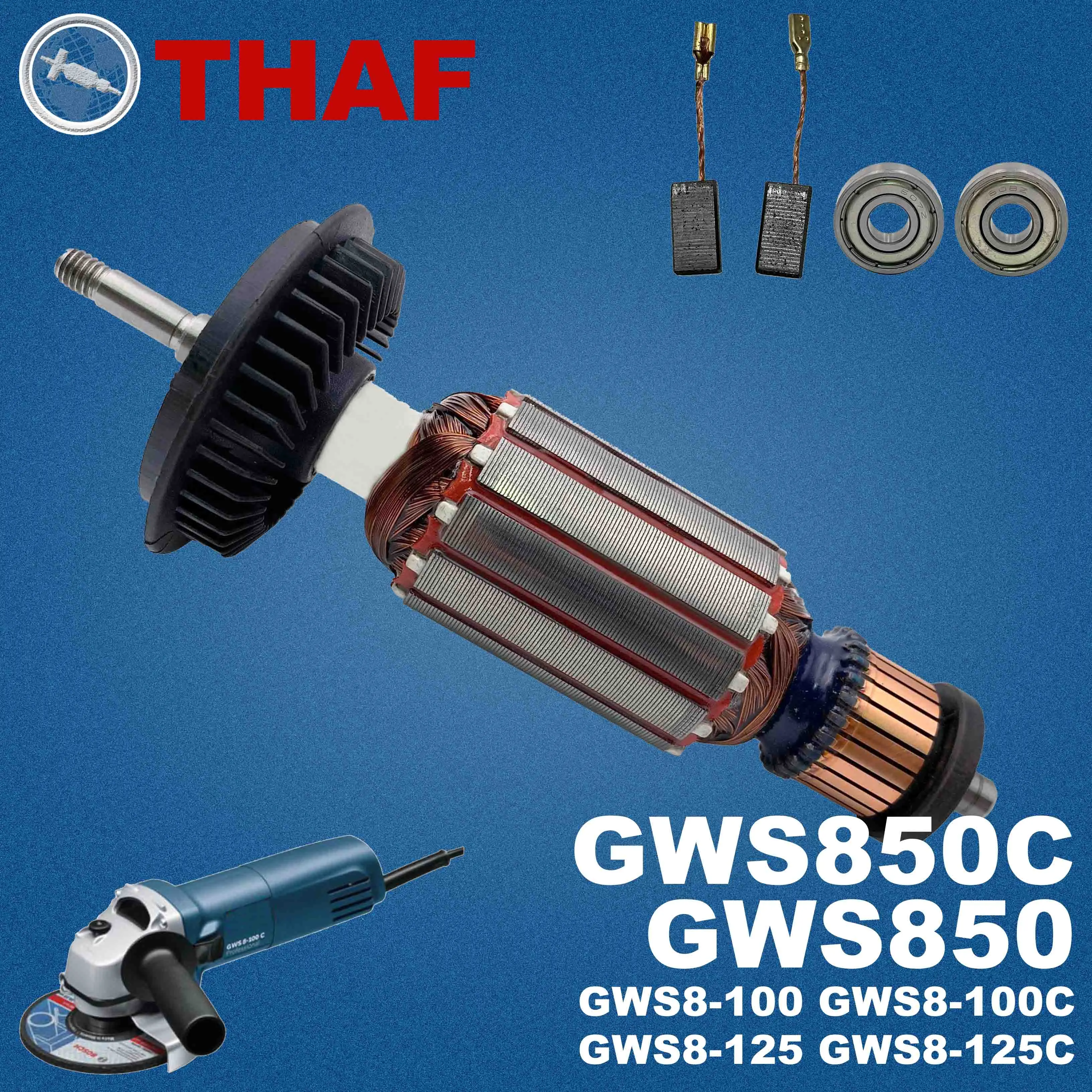 AC 220V 240V GWS8-125 Armadura Rotor para BOSCH Combi Rebarbadora Peças de reposição Esmerilhadeira GWS 8-125