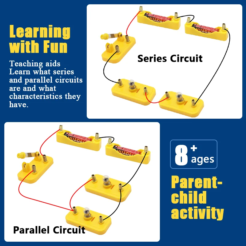 Science Toy Basic Electric Circuit Kit Physics Teaching Electrical Experiment Set DIY Series Parallel Circuit Light Bulb Switch