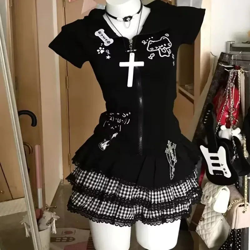 

Japanese Hot Girl Summer Pure Cotton Short Sleeved T-shirt for Women Graphic T Shirts Subculture Versatile Tops Women Clothes