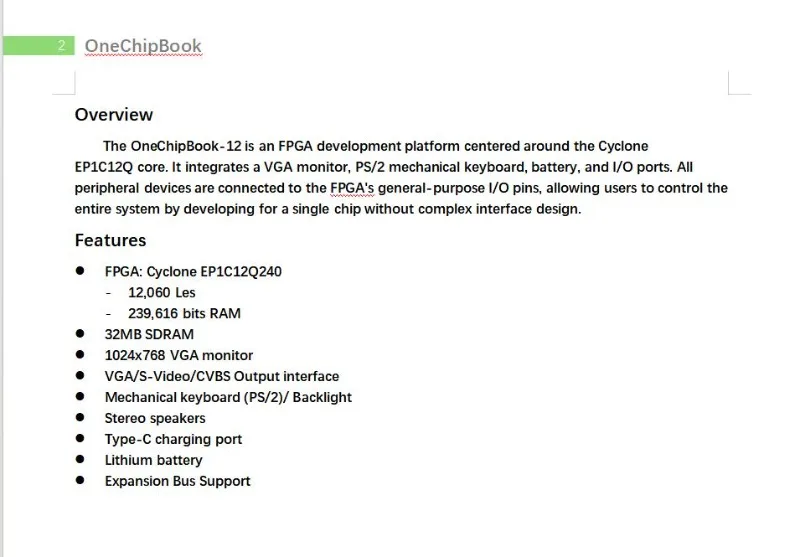 SZBOX OneChipBook-12-A FPGA Development Board EP1C12Q240 Cyclone FPGA Core Retro Computer Development Platform DIY Embedded