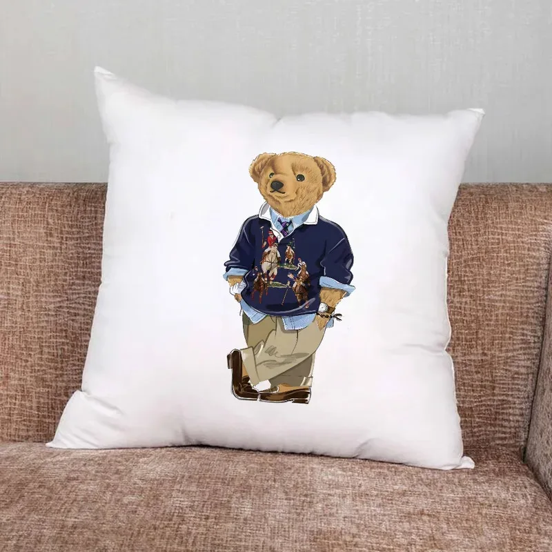 VIKAMA Cute Bear Pillowcase Soft Plush Cover with Adorable Animal Theme Bedroom, Living Room, Sofa, Car, Office Decor